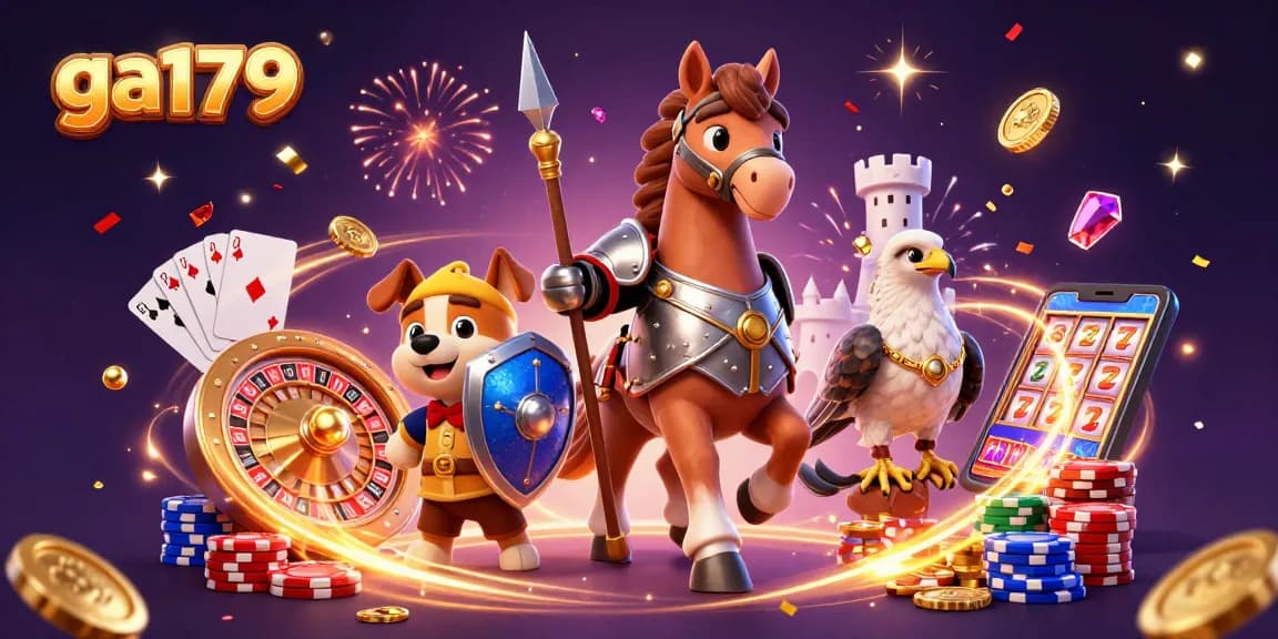 Experience epic battles at ga179 with knights and coins amidst a vibrant casino atmosphere.