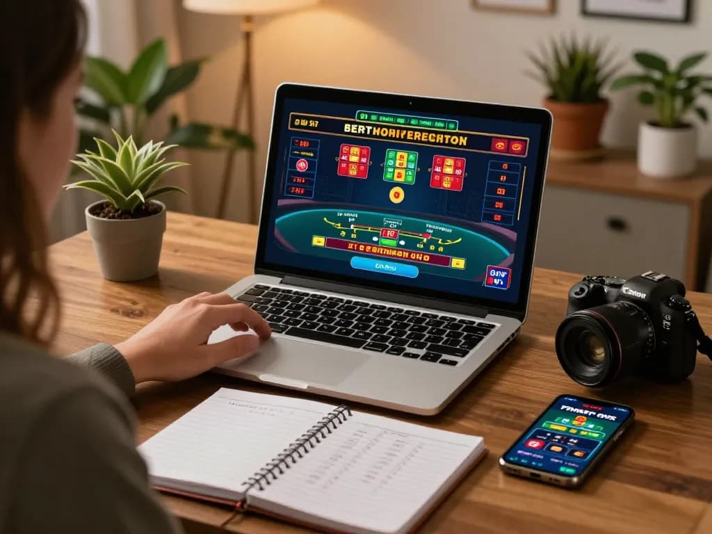 Engaging in keonhacai betting strategies on a laptop while analyzing game odds.
