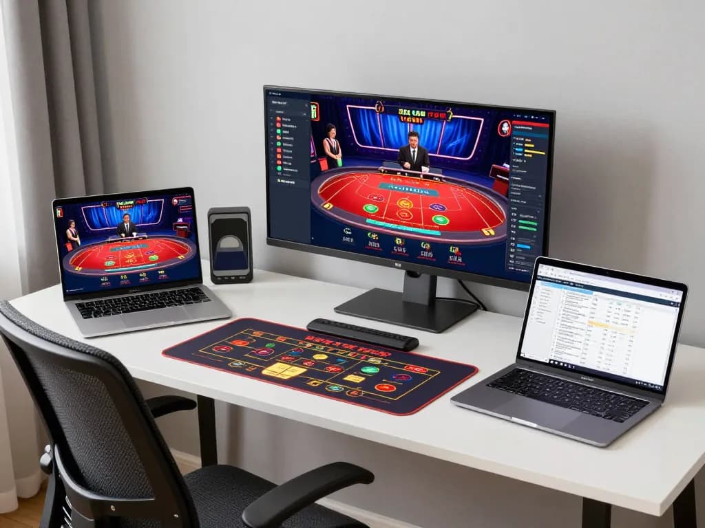 Person engaging in live dealer games on vin88lk platform, showcasing a professional gaming setup.