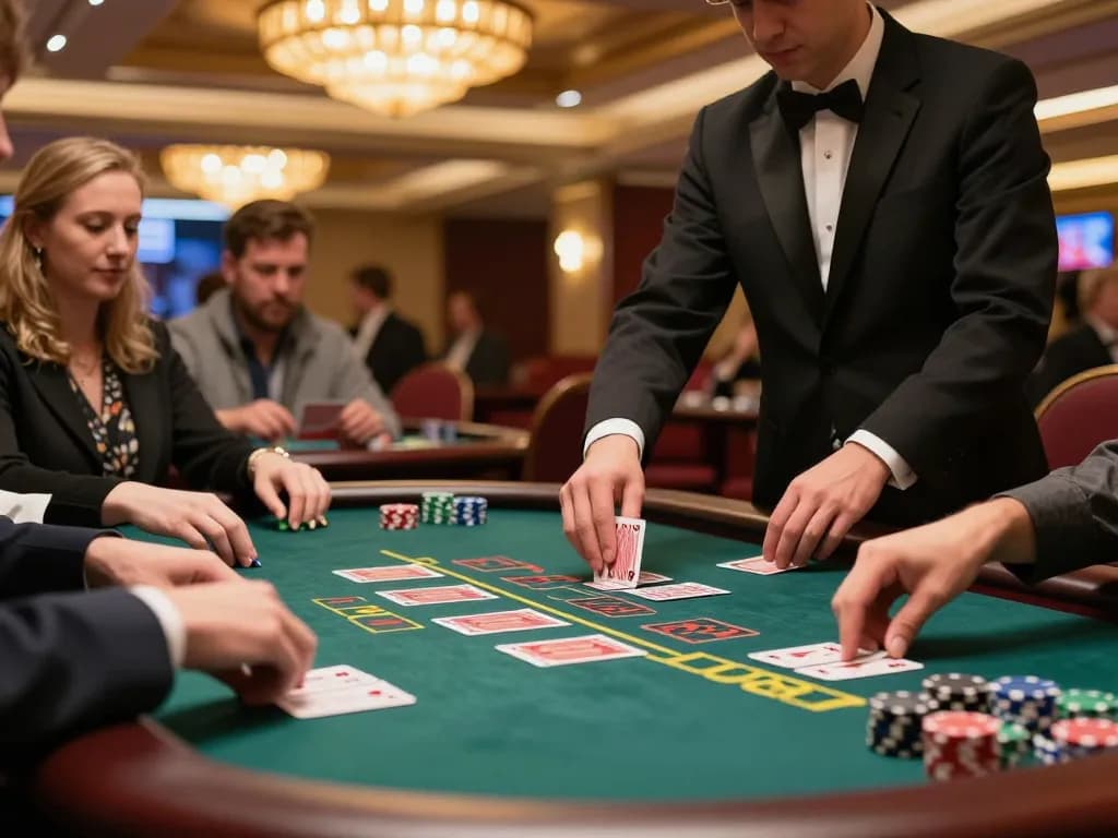 Placing bets at LU88's live dealer Baccarat table, showcasing excitement and interaction in an elegant casino setting