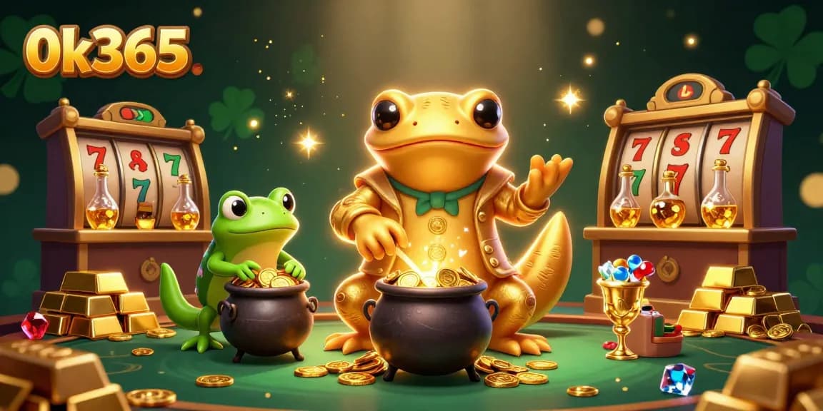 Experience the excitement at 0k365 with a dazzling casino scene filled with gold and thrill.
