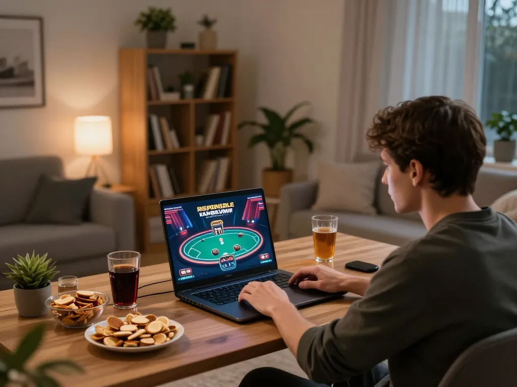 Engaged in online poker gaming at home, Dabet offers a cozy setup.