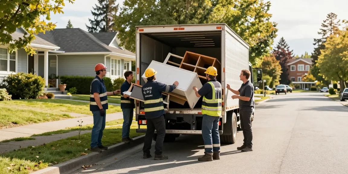 target Junk Removal Vancouver team efficiently clearing furniture in a neighborhood.