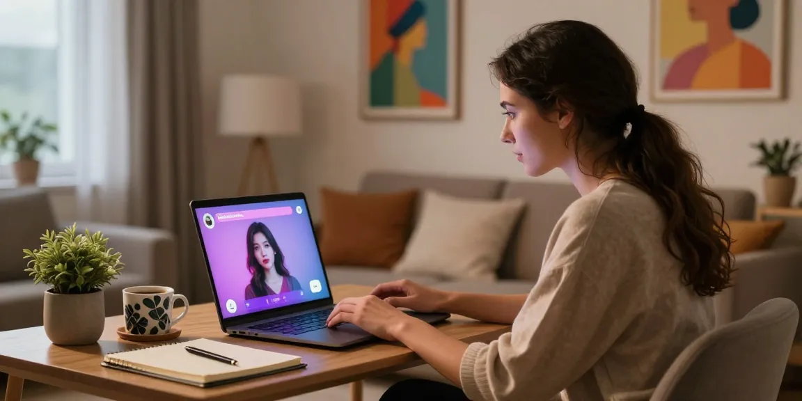 Engaging in an NSFW AI chat session with vibrant visuals on laptop screen.