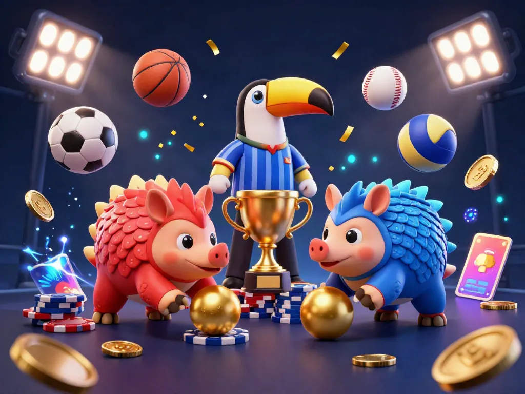 Engage with ad88's thrilling gaming action featuring rival pangolins bowling through poker chips with vibrant sports elements.