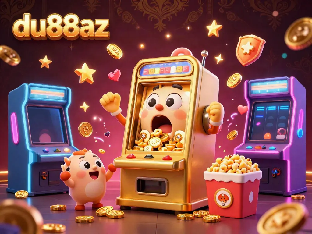 Experience an exciting jackpot scene with du88az's golden slot machine showering coins, enhanced by dynamic gaming elements.