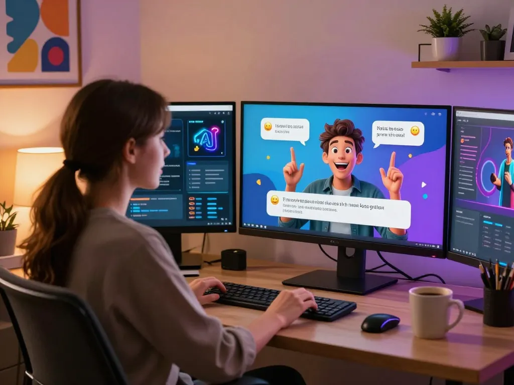 AI user engaging in a fun chat experience with interactive porn chat ai, showcasing lively character dialogue.