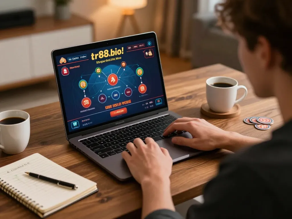 Playing live dealer games at https://tr88.bio/ with strategic notes and a cozy home setup