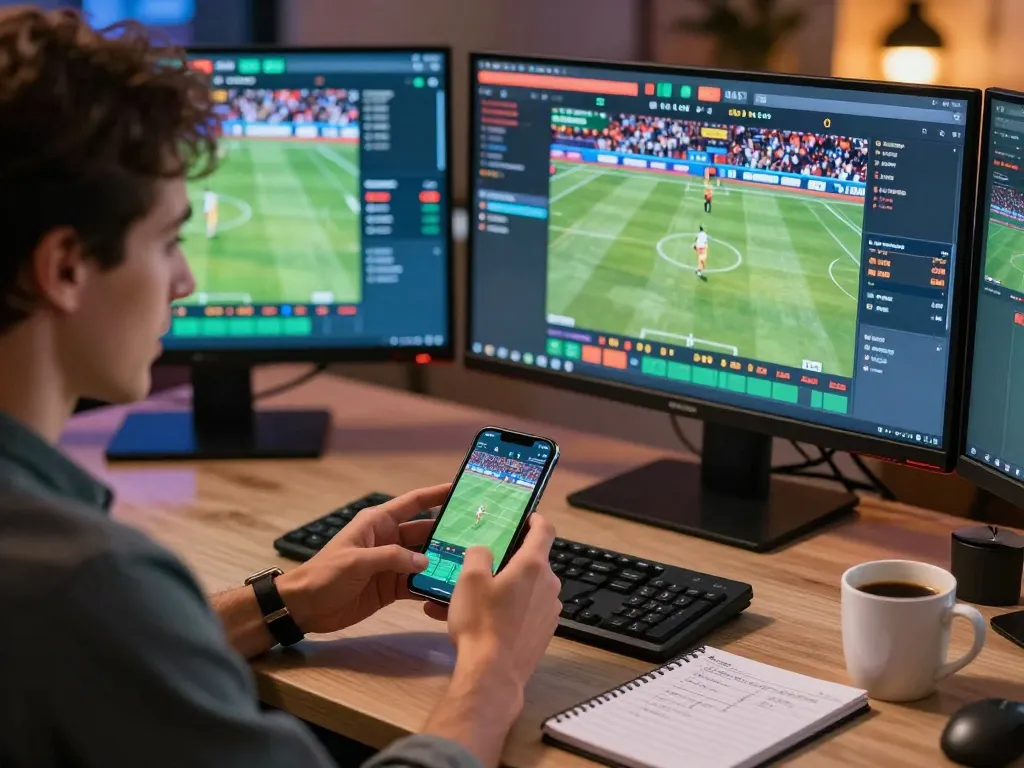 Engaging online sports betting experience with Oxbet showing live odds on multiple screens.