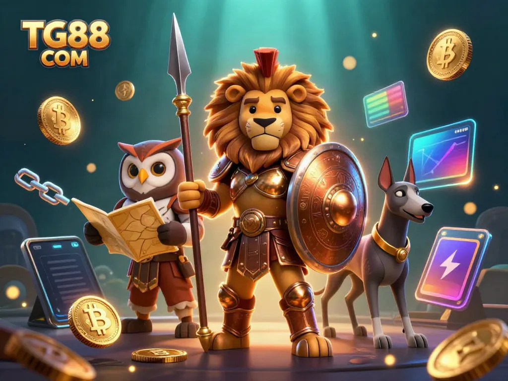 Engage with TG88 COM's vibrant casino illustration highlighting cryptocurrency excitement.
