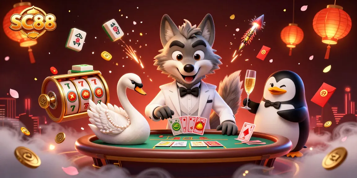 Experience the excitement of SC88 with vibrant 3D characters at a lively gambling scene.