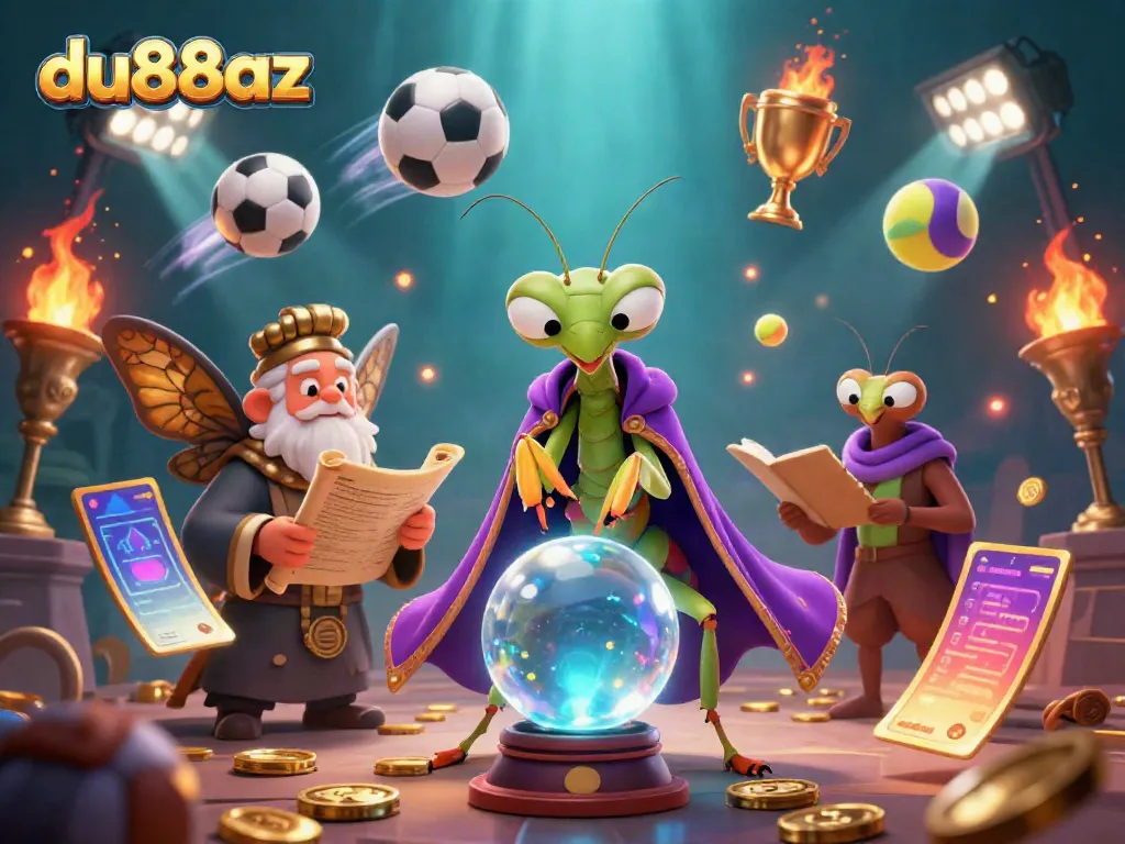 Engage in thrilling games at du88az with cartoon fortune tellers and dynamic sports elements.