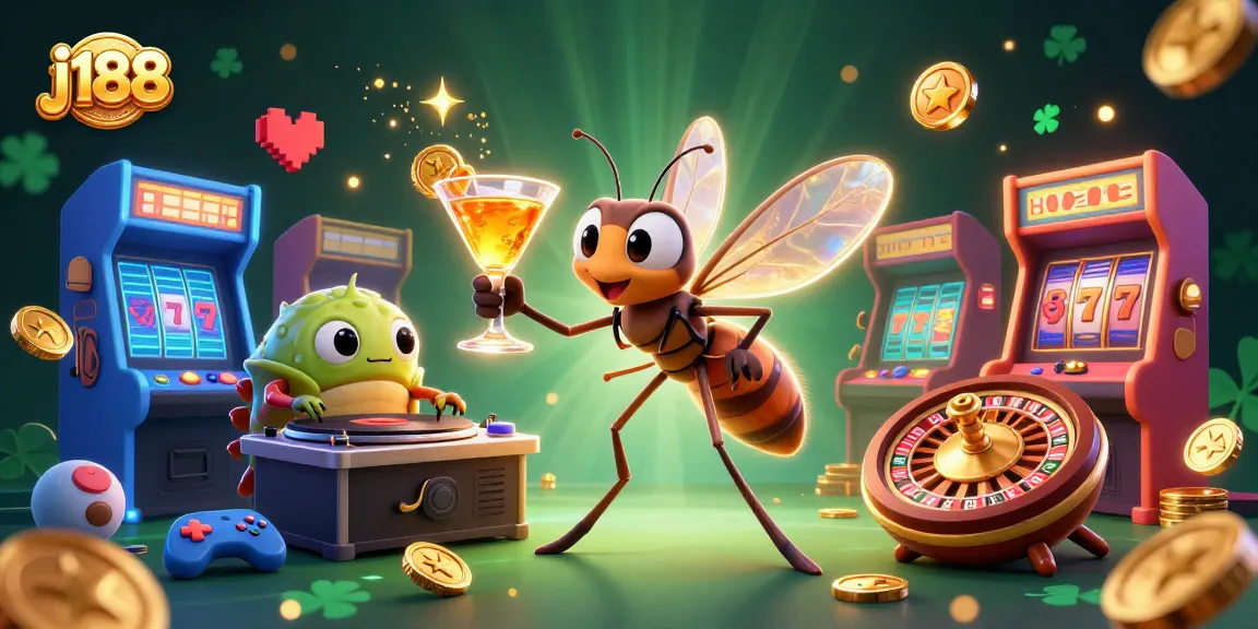 Experience the excitement of j188 with a colorful casino scene featuring vibrant characters and gaming elements.