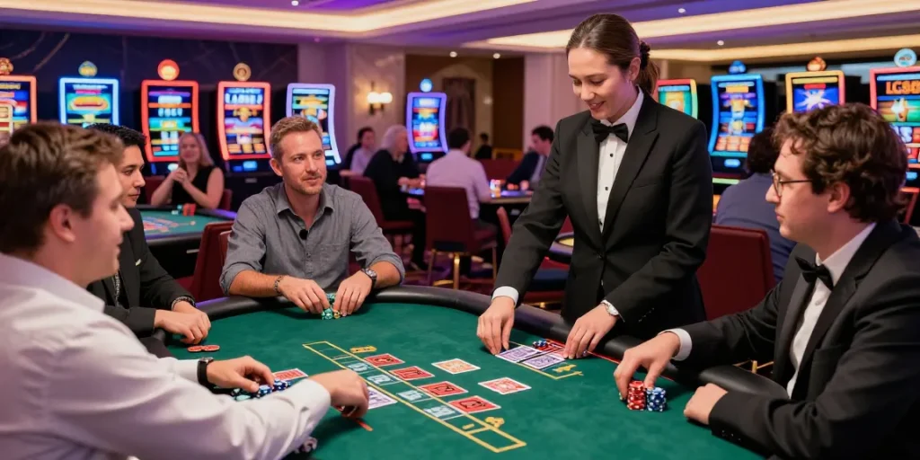 Exciting live casino action at LC88 casino, showcasing players engaged in blackjack and lively atmosphere.