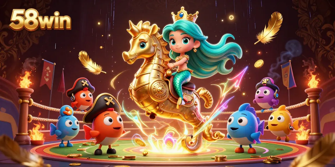 Engage in thrilling sports betting excitement with 58win's cartoon mermaid adventure.