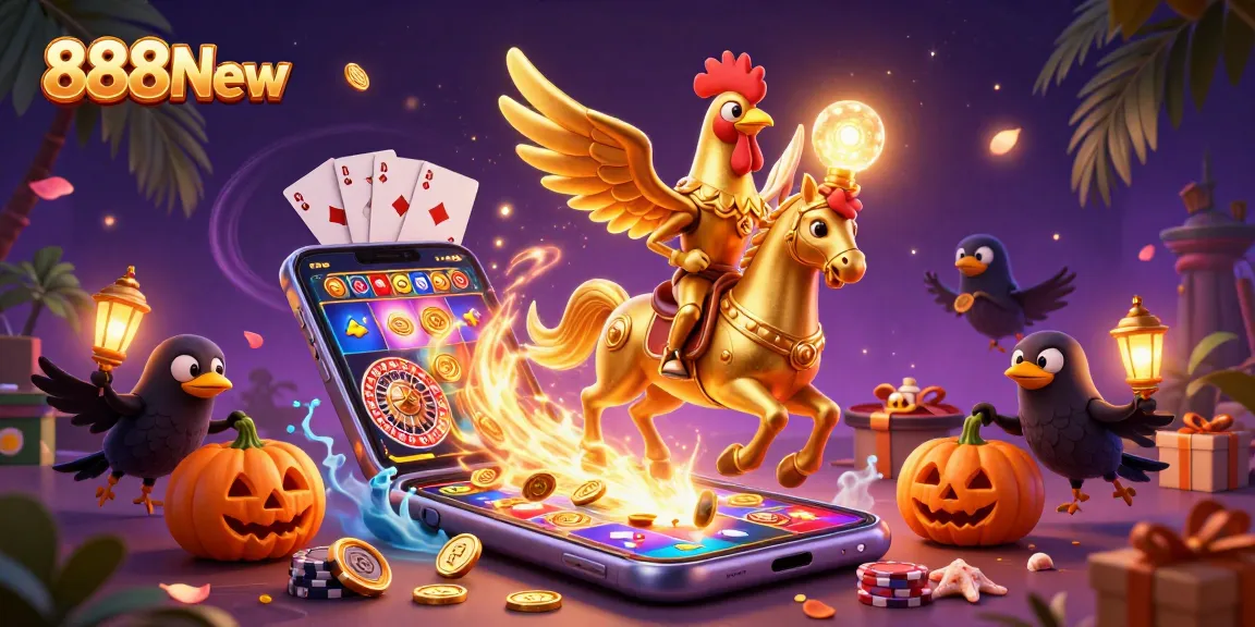 Engage with thrilling slot games at 888New, featuring colorful reels and vivid casino elements.