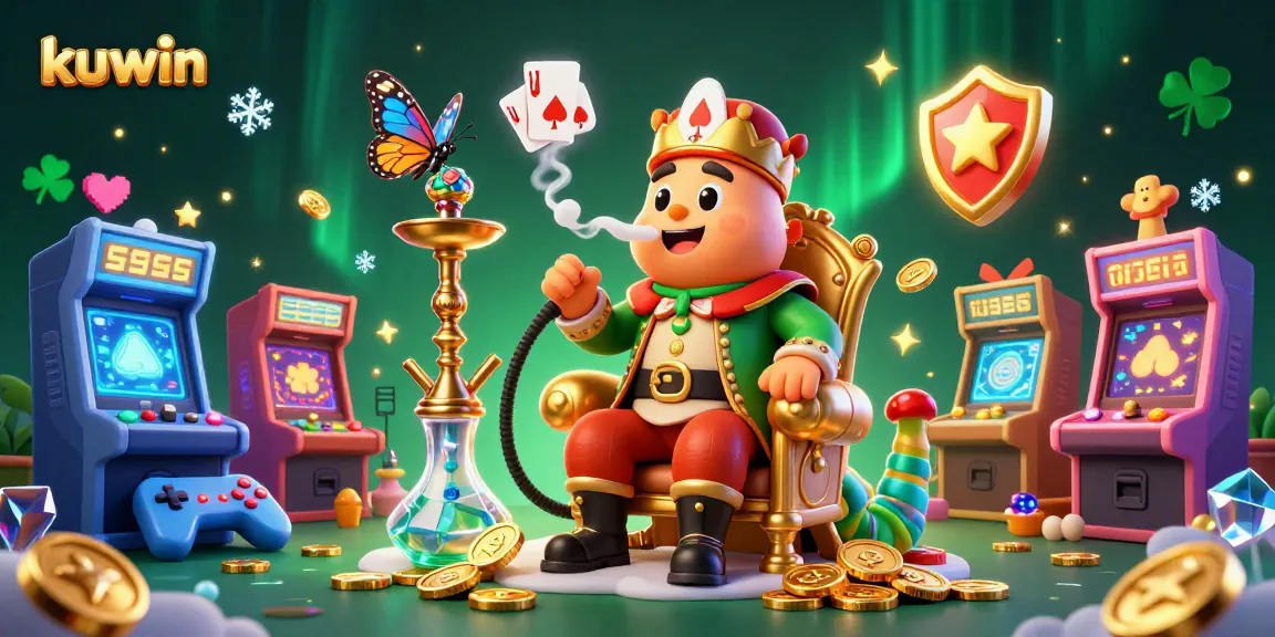Kuwin's vibrant online casino scene showcasing the 3D characters and casino elements in a lively illustration.