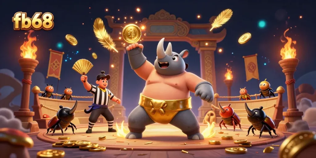 Experience thrilling gameplay with fb68 in this dynamic 3D casino illustration.