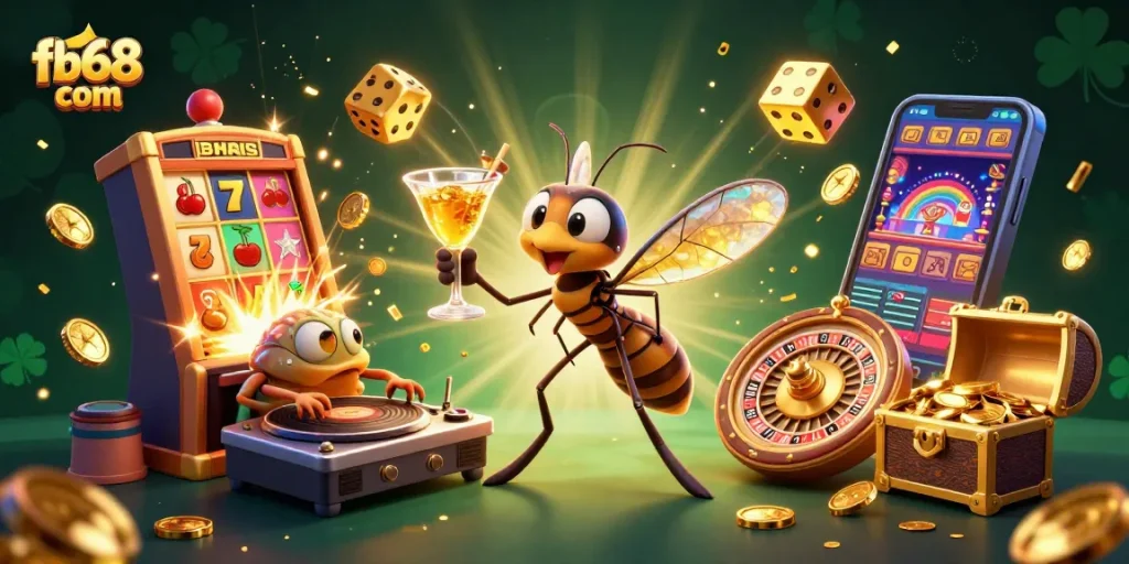 Experience exciting wins with fb68 com in this colorful casino illustration bursting with fun.
